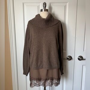 Layered knit with lace camisole